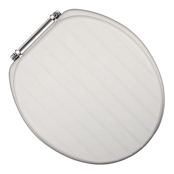 Molded Wood Toilet Seat - Round White Bead Board - Deluxe Comfort & Easy Install - C3B4R400CH - with Hinges & Stainless Steel Hardware