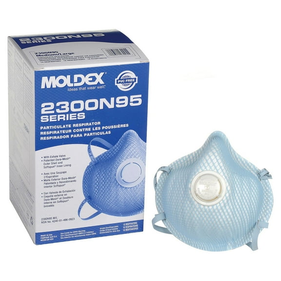 Moldex 2-Strap Particulate Respirator With Valve, Size Medium-Large, 10 Per Box