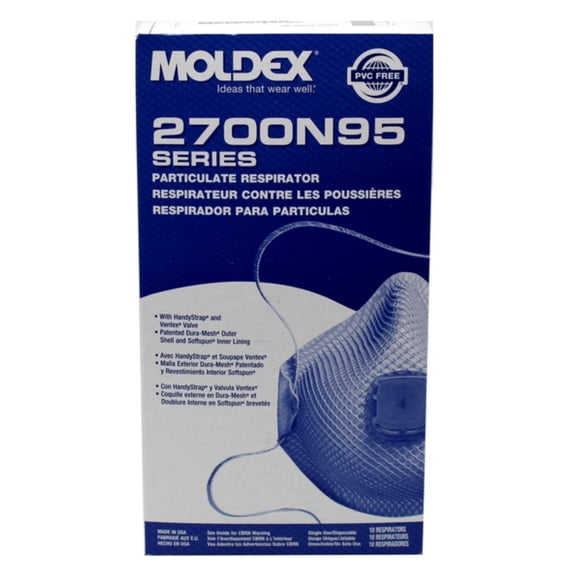 Moldex 2700 Series HandyStrap N95 Particulate Respirators, Half-facepiece, M/L