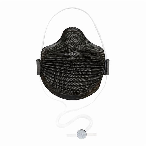 Disposable Respirator, N95, AirWave Series, Adj. SmartStrap, Black Dura-Mesh Shell, S, PK 10
