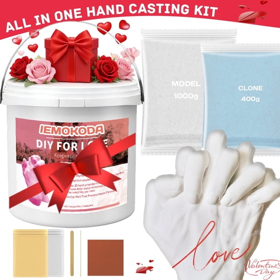 Molding and Plaster Powder Set of Adults, Hand Casting Kit Couples, Children & Baby Hands, Keepsake Hand Mold kit Couples for Holiday Activities
