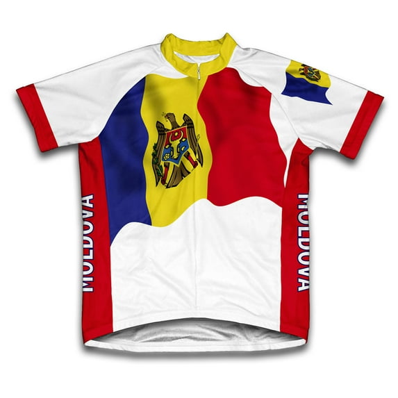 Moldova Flag Short Sleeve Cycling Jersey for Men - Size S