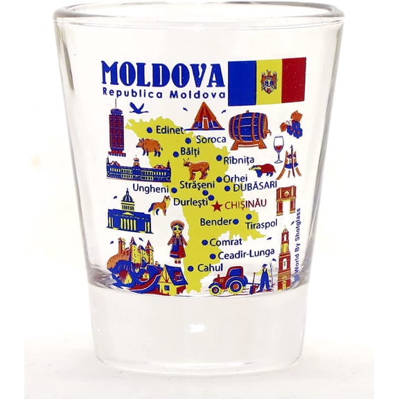 Moldova Landmarks and Icons Collage Shot Glass