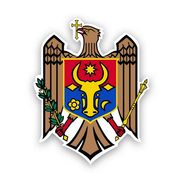 Moldovan Coat of Arms Sticker Decal - Self Adhesive Vinyl - Weatherproof - Made in USA - moldova flag mda md coa