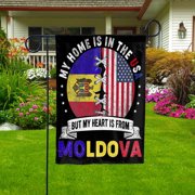 Moldovan Parts Moldova Roots American Home Proud Garden Flag, Double-Sided Decorative Outdoor Flag, Patriotic Polyester Yard Flag 12 x 18 in
