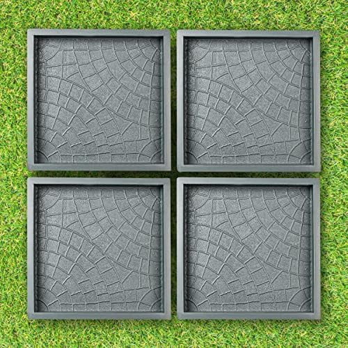 Molds Concrete Set Patio Paving Mold 4pcs - Big Large Pathmaker Precast Concrete Molds and Forms Stampcrete for Walkways - Beautiful Cobblestone Molds for Concrete, Reusable$$Tools & Hardware Other