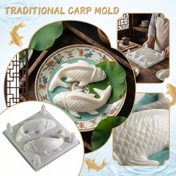 MoldsforMaking, Koi Fish Shapes, 10X10inSilicone Baking Molds, Chinese New Year, Food-Grade Flexible Crafting, 1 Pc