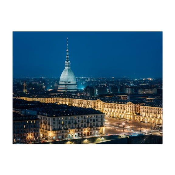 Mole Antonelliana 01 - Turin Piedmont Italy Photography Cityscape Architecture Night Sky Travel Poster Scenic Skyline Nightlife Unframed Wall Art Print 4 x 6 inches