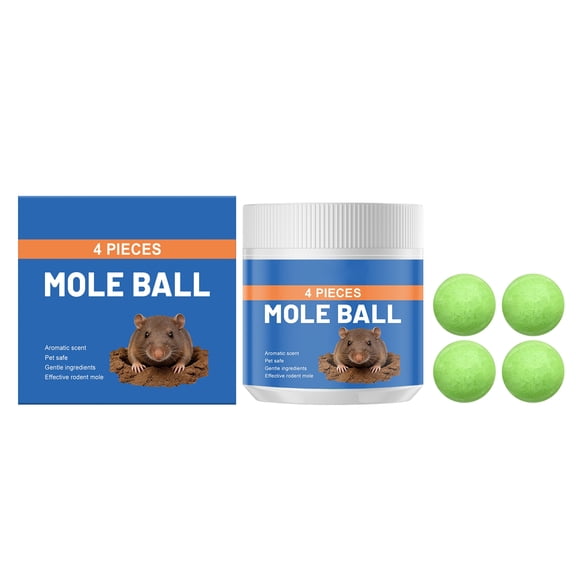 Mole Ball 4 Pieces Natural Ingredient Formula for Outdoor Garden and Lawn Use Effective Rodent Control Solution
