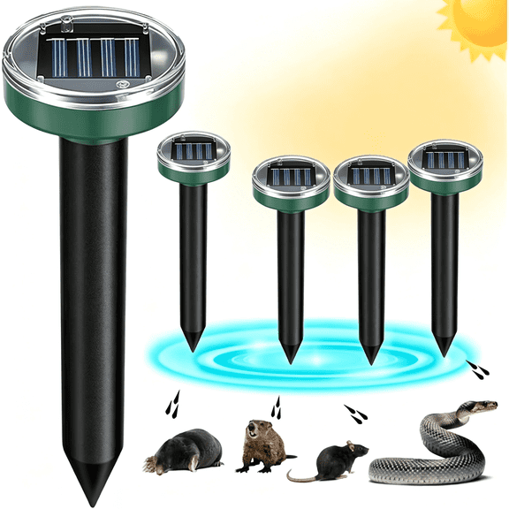 Ultrasonic Snake Repeller Outdoor 4 Pack Snake Repellent Ultrasonic, Groundhog Repeller,Gopher Repeller Sonic Mole Deterrent Spikes, Snake Gopher Mole Vole Repellent Outdoor for Lawn Garden & Yard
