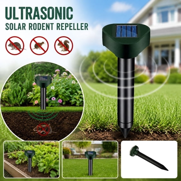 Mole Repellent Solar Powered, Snake & Skunk & Vole & Gopher & Armadillo & Rabbit & Groundhog & Chipmunk & Raccoon Repellent for Yard, IP65 Waterproof Ultrasonic Deterrent for Lawns Garden