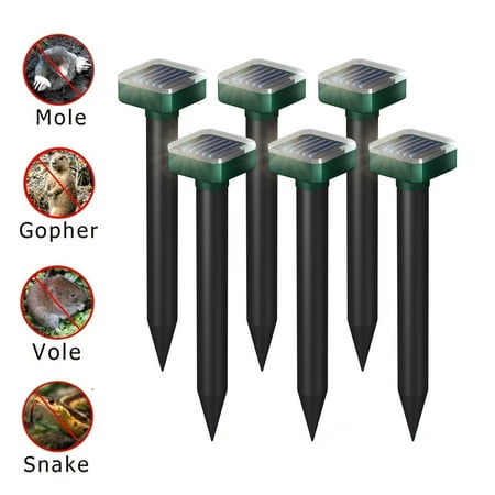 Mole Repellent Solar Powered for Lawns 6 PCS , Gopher Repellent Ultrasonic Solar Powered for Yard Outdoor