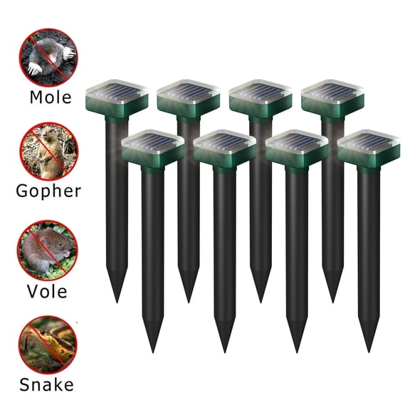 Mole Repellent Solar Powered for Lawns 8 PCS , Gopher Repellent Ultrasonic Solar Powered for Yard Outdoor