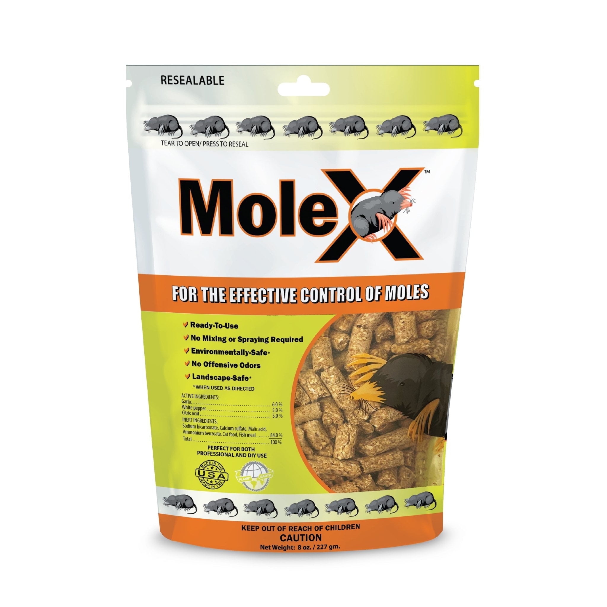 MoleX, Safely Eliminate All Species of Moles - 8oz Bag EcoClear Products 620204-6D