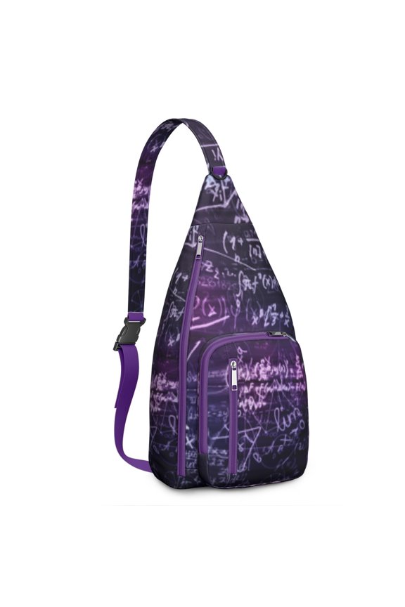 Molecular Design Sling Backpack - Science Theme Crossbody Bag, Adjustable Lightweight Chest Pack for Students
