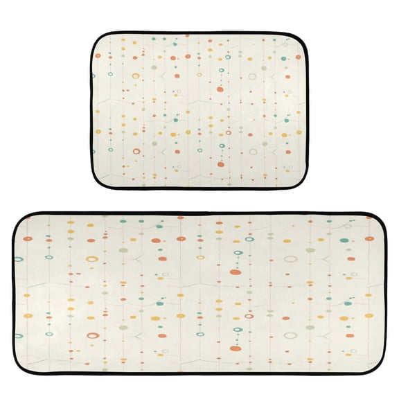 Molecular Map 2-Piece Kitchen Carpet Mat Set, Non-Slip Memory Foam, Soft for Kitchen and Living Room Use