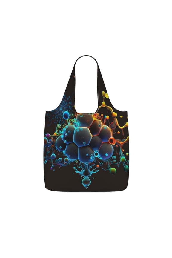 Molecule Acid Chemistry Psychedelic Foldable Reusable Shopping Bag Large Capacity Tote Handbag Storage Pouch for Travel Work