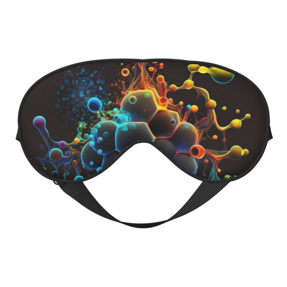 Molecule Acid Chemistry Psychedelic Soft Faux Silk Sleep Mask, Eye Mask, Reversible Double-Sided for Travel, Shift Work, Meditation