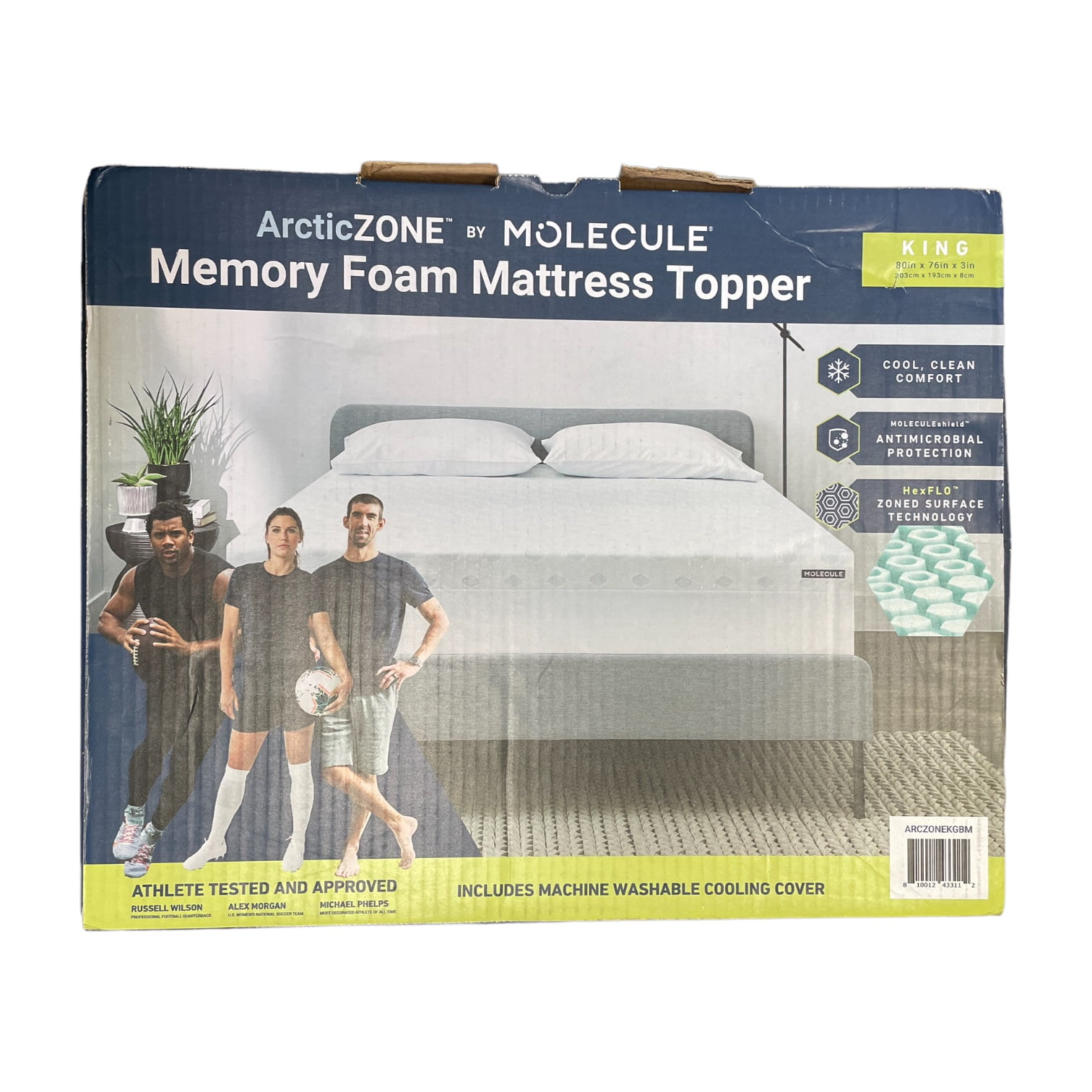 Molecule ArcticLUX 3" Cooling Memory Foam Mattress Topper, King