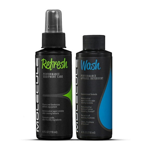Molecule Athlete Kit, 4 Ounce Wash and 4 Ounce Refresh, Performance Apparel Care, Race Suits, Cleans and Deodorizes, 4 Ounces (1 Kit)