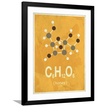 Art.com Molecule Honey Art Print, Black Frame Wall Art, 32" x 40"