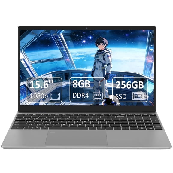 Molegar 15.6” FHD Laptop with Intel Quad-Core N5100, Intel UHD Graphics, 8GB RAM, 256GB SSD, Business Laptop Computer, Fingerprint, Type C, Windows 11 Home, Cool Silver