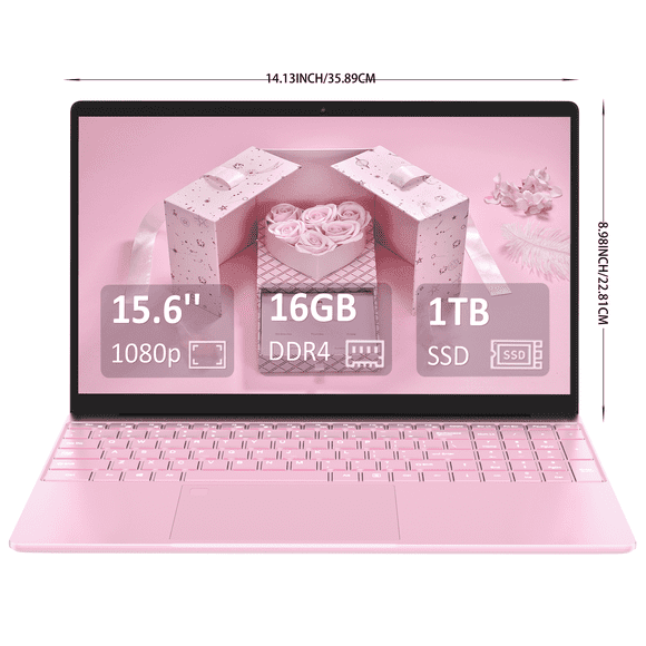 "Molegar 15.6"" Laptop, Intel Quad-Core N5095, 16GB RAM, 1TB SSD, FHD IPS Display, Dual-Band WiFi, USB-C"