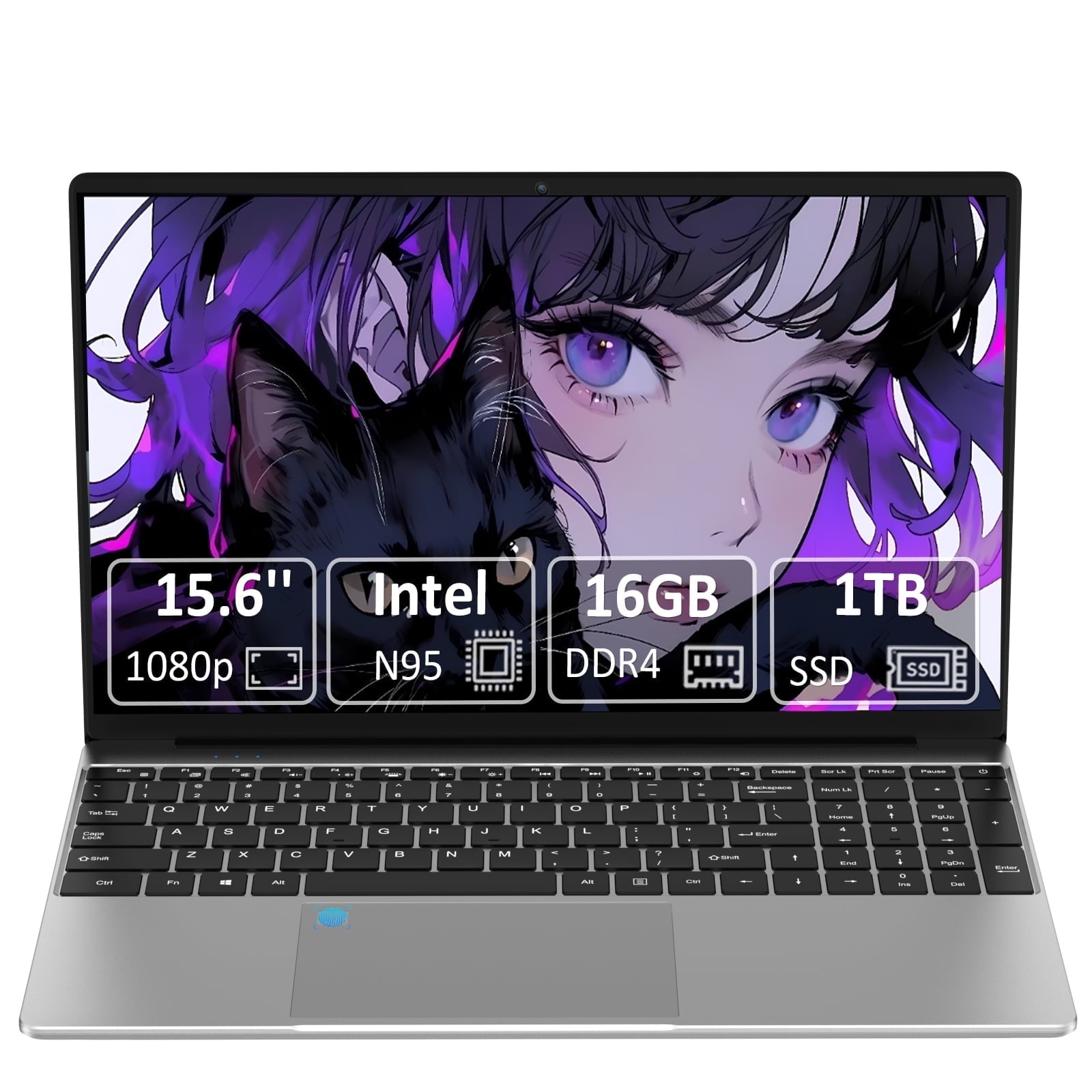 Molegar 15.6" Laptop | 16GB RAM 1TB Storage | Intel N95 (up to 3.4GHz) | FHD Screen | Fingerprint Reader | Backlit Keyboard for Students, Business & Gaming