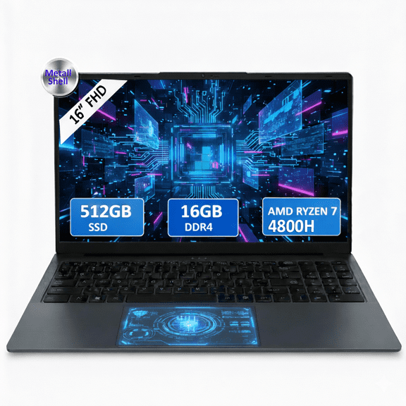 Molegar 16" Gaming Laptop – AMD Ryzen 7 4800H(up to 4.2 GHz), 16GB RAM, 512GB SSD, Wi‑Fi 6, IPS Full HD+ Display, Backlit Keyboard for Gamers & Students
