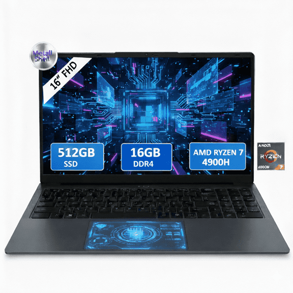 Molegar 16" Gaming Laptop – AMD Ryzen 7 4800H(up to 4.2 GHz), 16GB RAM, 512GB SSD, Wi‑Fi 6, IPS Full HD+ Display, Backlit Keyboard for Gamers & Students