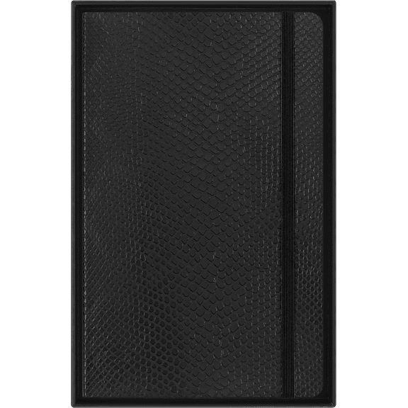 Molekine Precious & Ethical Notebook with Gift Box, Vegan Soft Cover, Imitation Python, Large (5" x 8.25"), Ruled, Black, 176 Pages