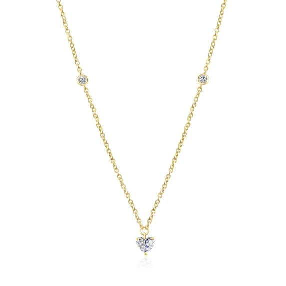 Molenia 14K Gold Plated Dainty Heart Necklace for Women, 925 Sterling Silver Cubic Zirconia Eternal Love Heart Pendant, Trendy Jewelry Gifts for Women Her Mom