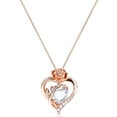 thumbnail image 1 of Heart Birthstone Necklace for Women, 925 Sterling Silver Rose Gold Necklace Pendant Jewelry Gifts for Her Wife Mom Women, 1 of 9