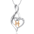 thumbnail image 1 of Heart Initial Necklace for Women, 925 Sterling Silver Heart Letter H Pendant Necklace Jewelry Gifts for Her Wife Mom Women, 1 of 9