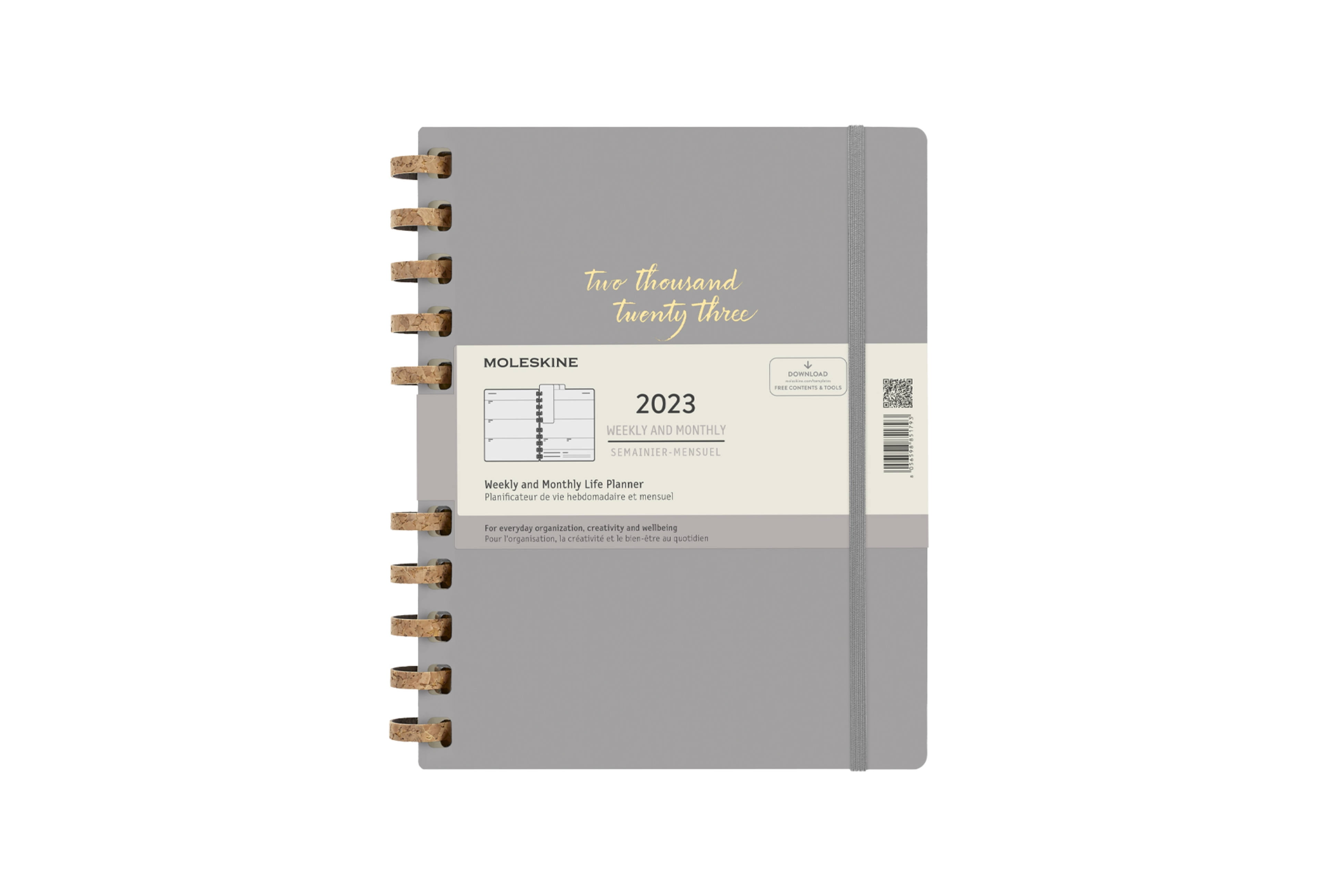 Moleskine 2023 Spiral Planner, 12M, Extra Extra Large, Remake Smoke