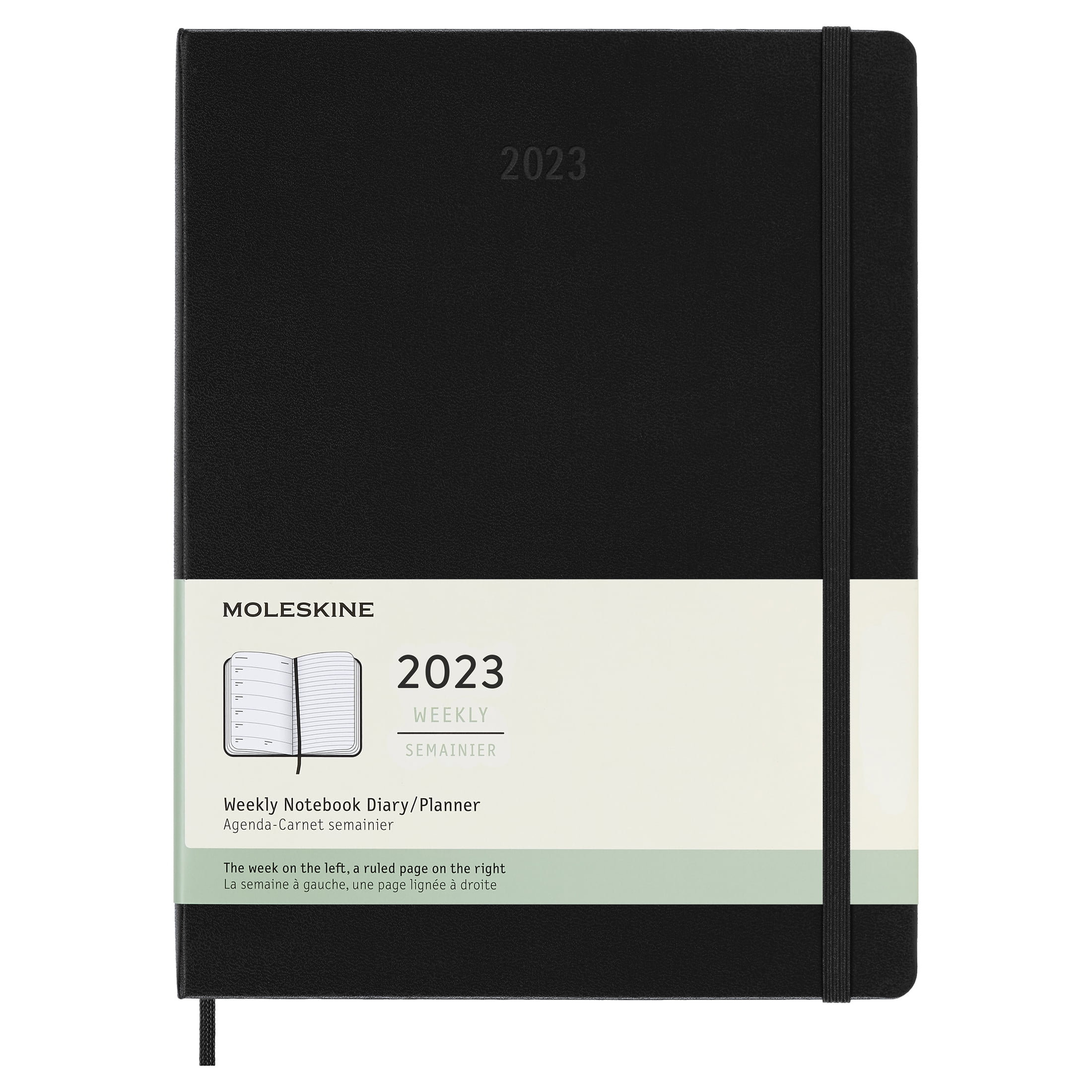 Moleskine 2023 Weekly Notebook Planner, 12M, Extra Large, Black, Hard