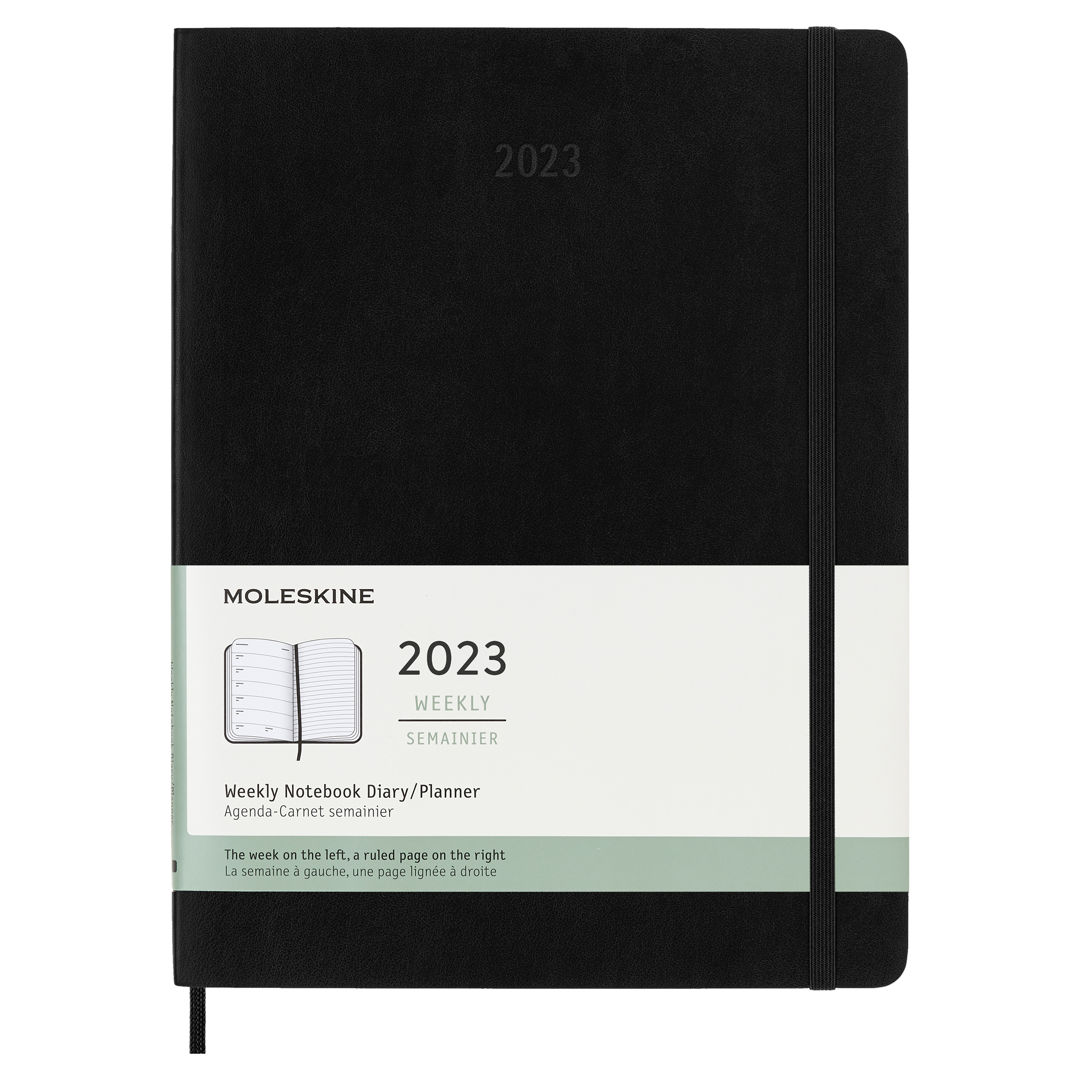 Moleskine 2023 Weekly Notebook Planner, 12M, Extra Large, Black, Soft Cover (7.5 x 10) (Calendar