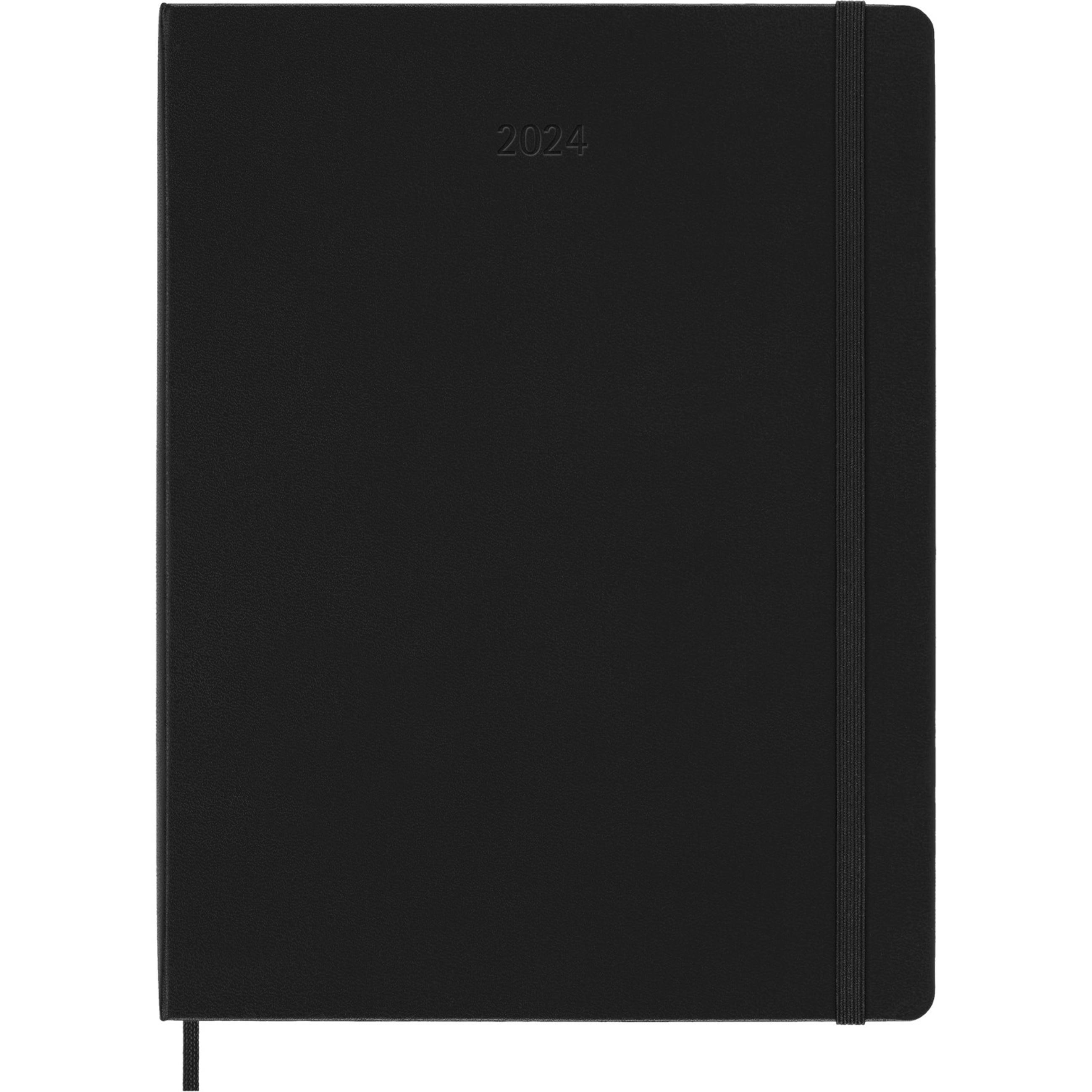 Moleskine 2024 Weekly Planner, 12M, Extra Large, Black, Hard Cover (7.5 x 10) XL