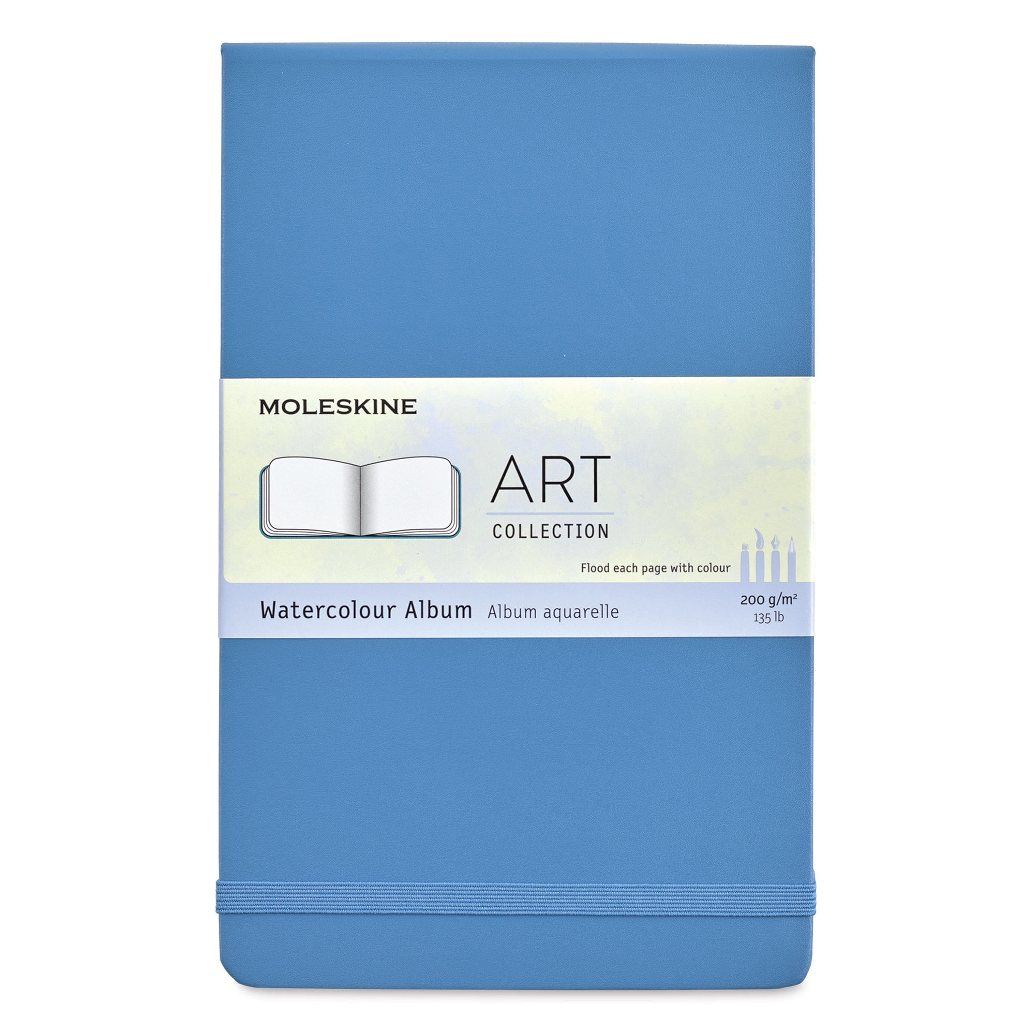 Moleskine Art Collection Watercolor Album - 5" x 8-1/4", Landscape, 72 Pages, Cornflower Blue