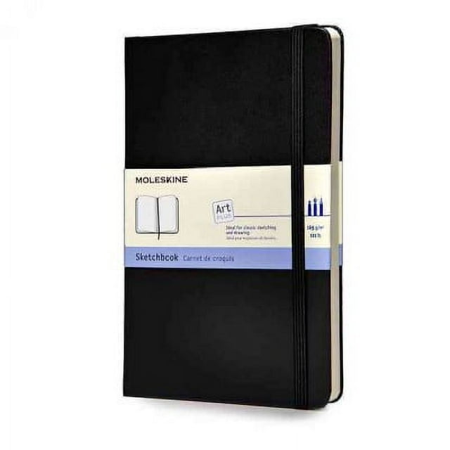 Moleskine Art Plus Sketchbook, Large, Plain, Black, Hard Cover (5 x 8.