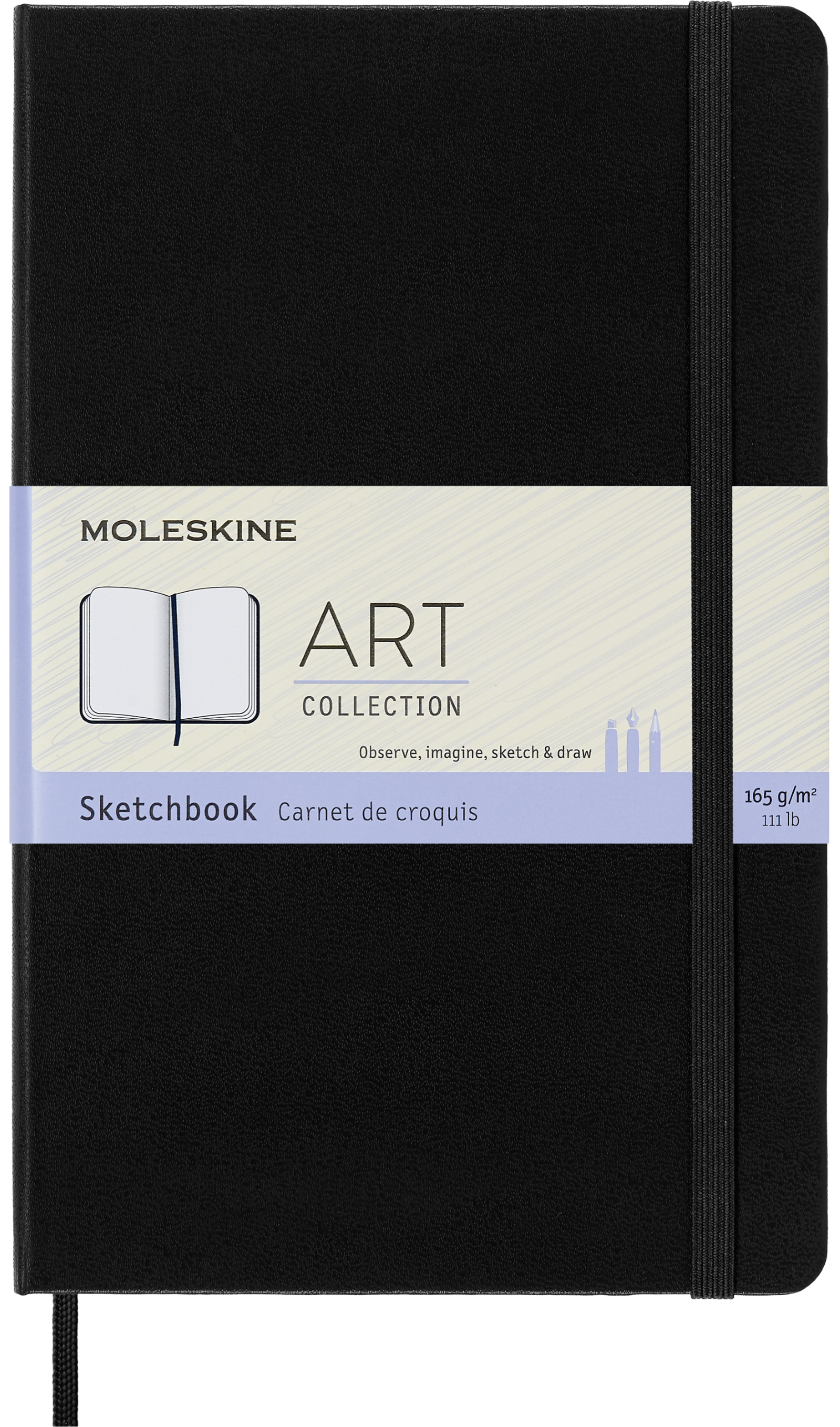 Moleskine Art Sketchbook, Hard Cover, Large (5" x 8.25"), Plain, Black