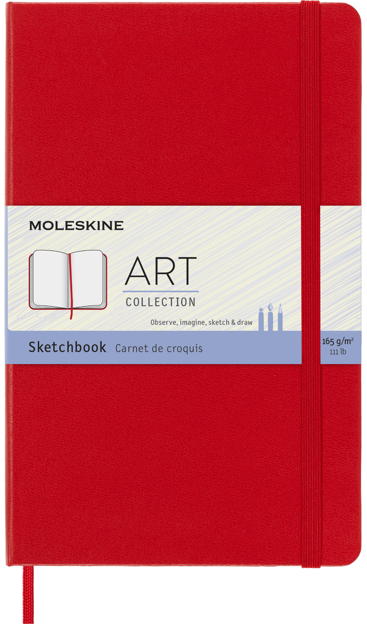 CHRONICLE / HACHETTE BOOK Moleskine Art Sketchbook, Hard Cover, Large (5" x 8.25"), Plain, Red