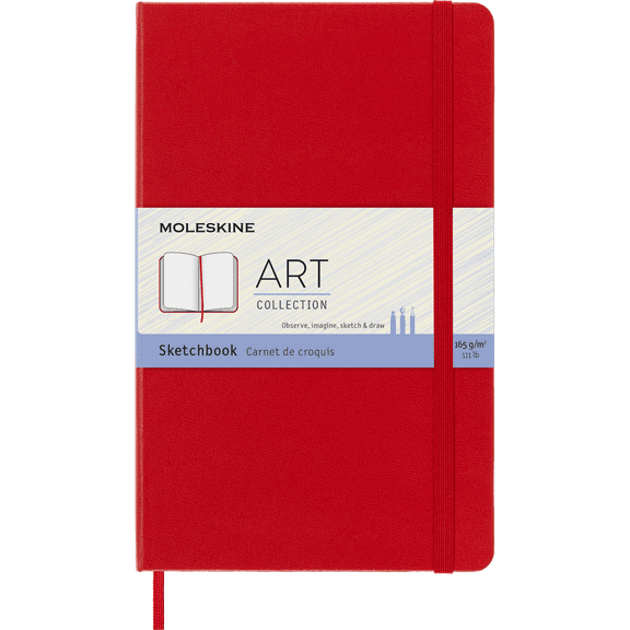 Moleskine Art Sketchbook, Hard Cover, Large (5" x 8.25"), Plain, Red