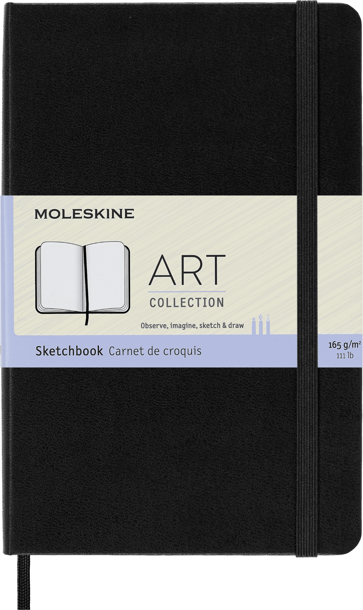 Moleskine Art Sketchbook, Hard Cover, Medium (4.5" x 7"), Plain, Black