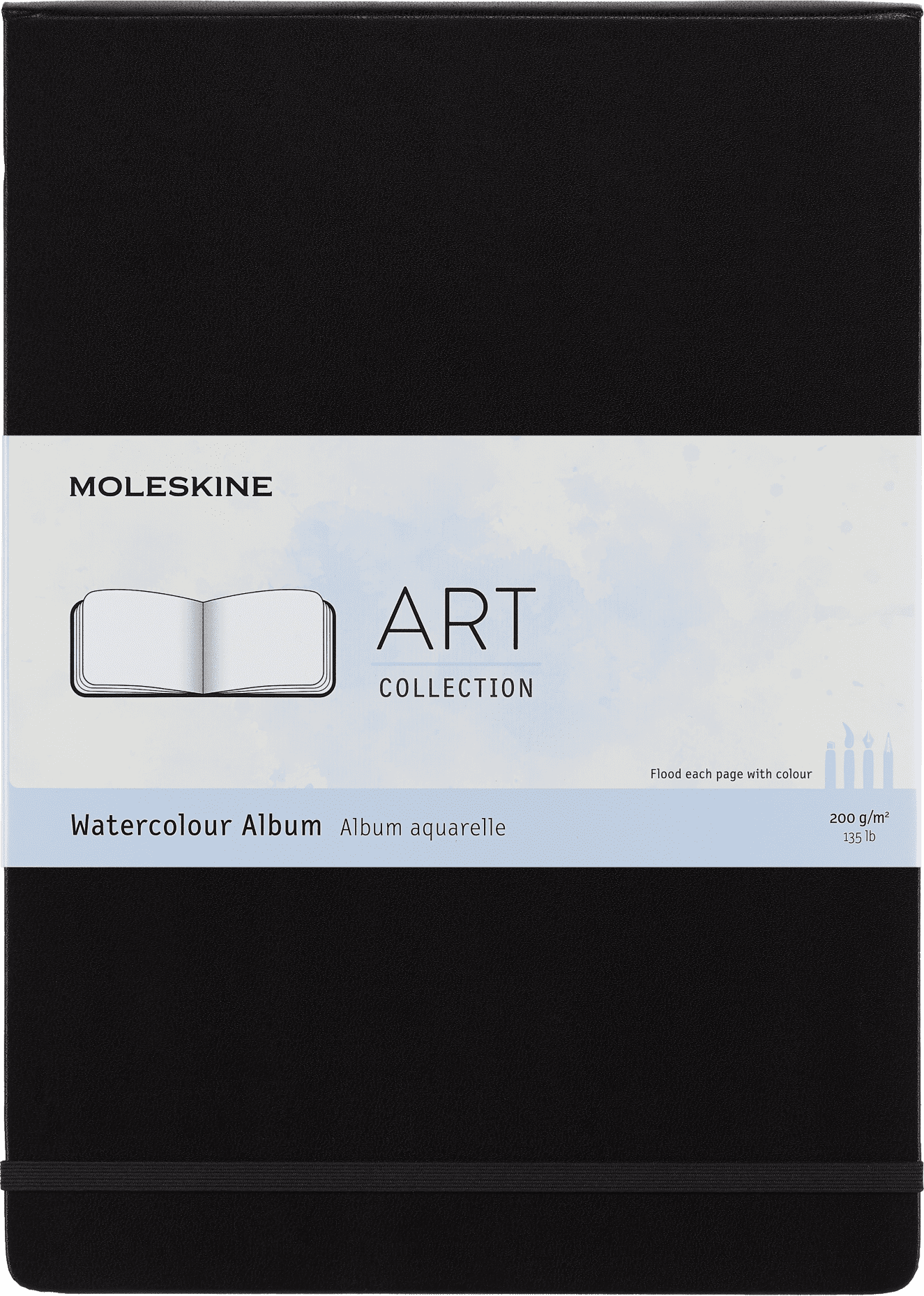 Moleskine Art Watercolor Album, Hard Cover, A4 (12" x 8.5"), Plain, Black