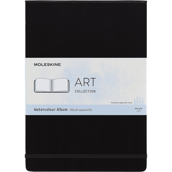 Moleskine Art Watercolor Album, Hard Cover, A4 (12" x 8.5"), Plain, Black