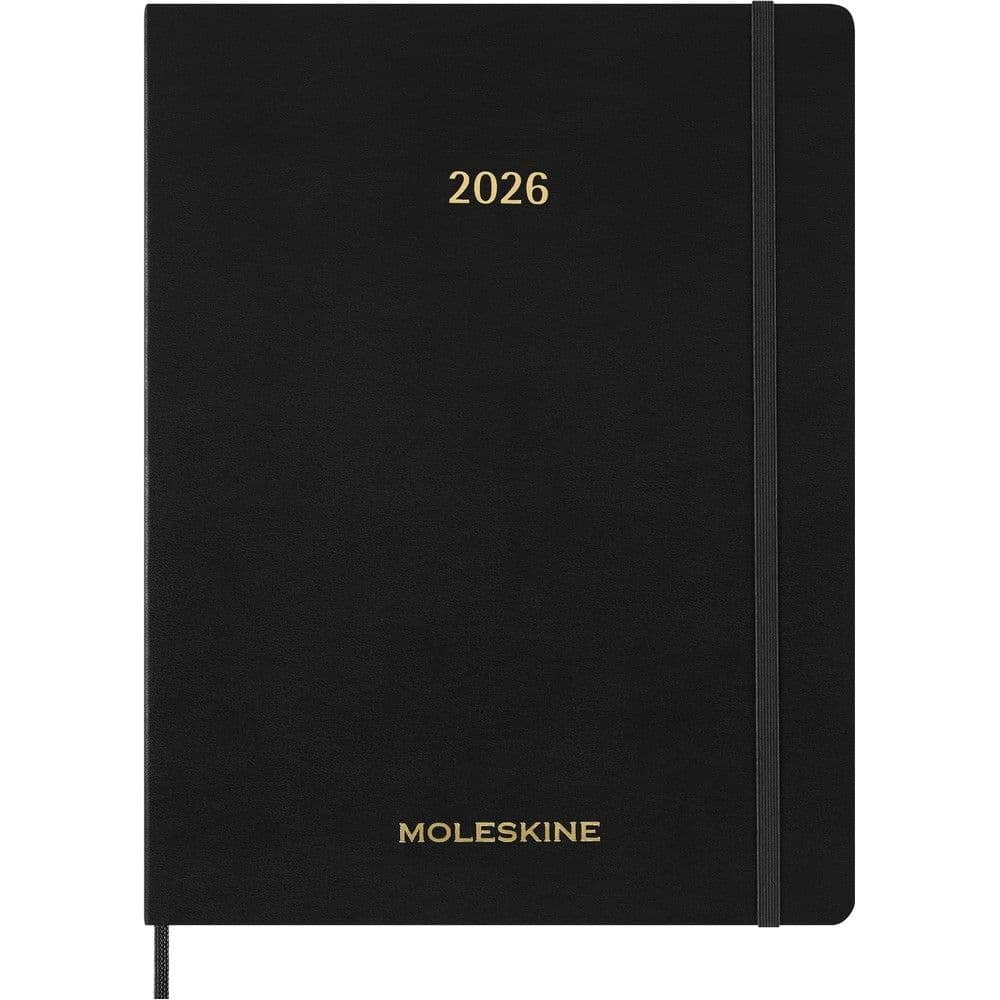 Moleskine, Black Weekly 2026 Planner, 8.5'' X 11.06'', 12-Month Calendar with Stapled Binding