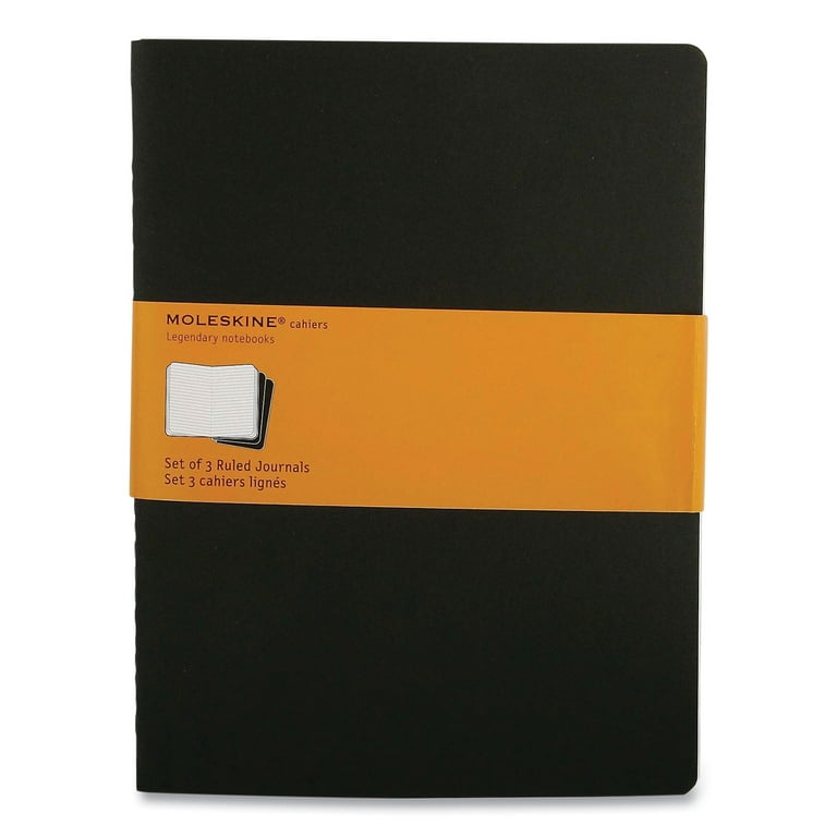 Moleskine Cahier Journal, Quadrille Rule, Black Cover, 7.5 x 9.75, 120 Sheets, 3/Pack