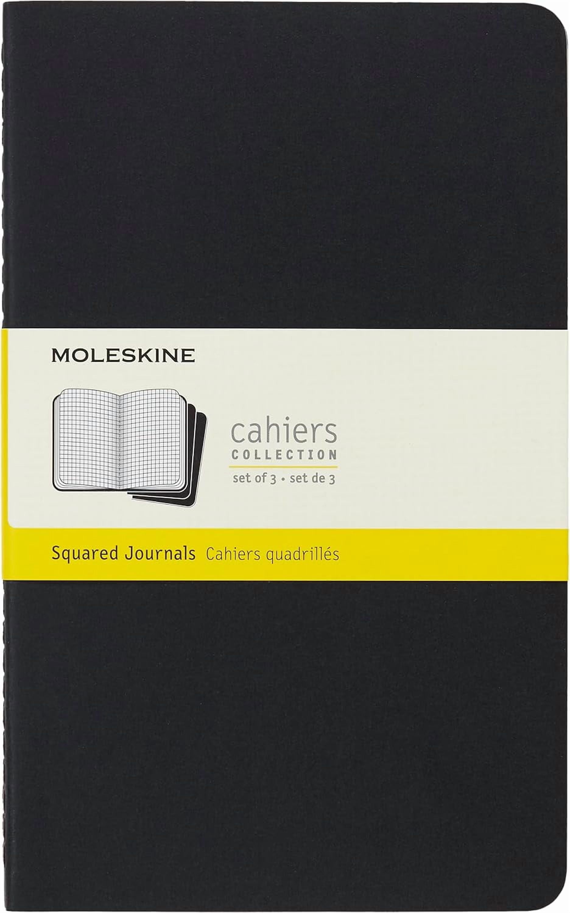 Moleskine Cahier Journal (Set of 3), Large, Squared, Black, Soft Cover (5 x 8.25): set of 3 Square Journals