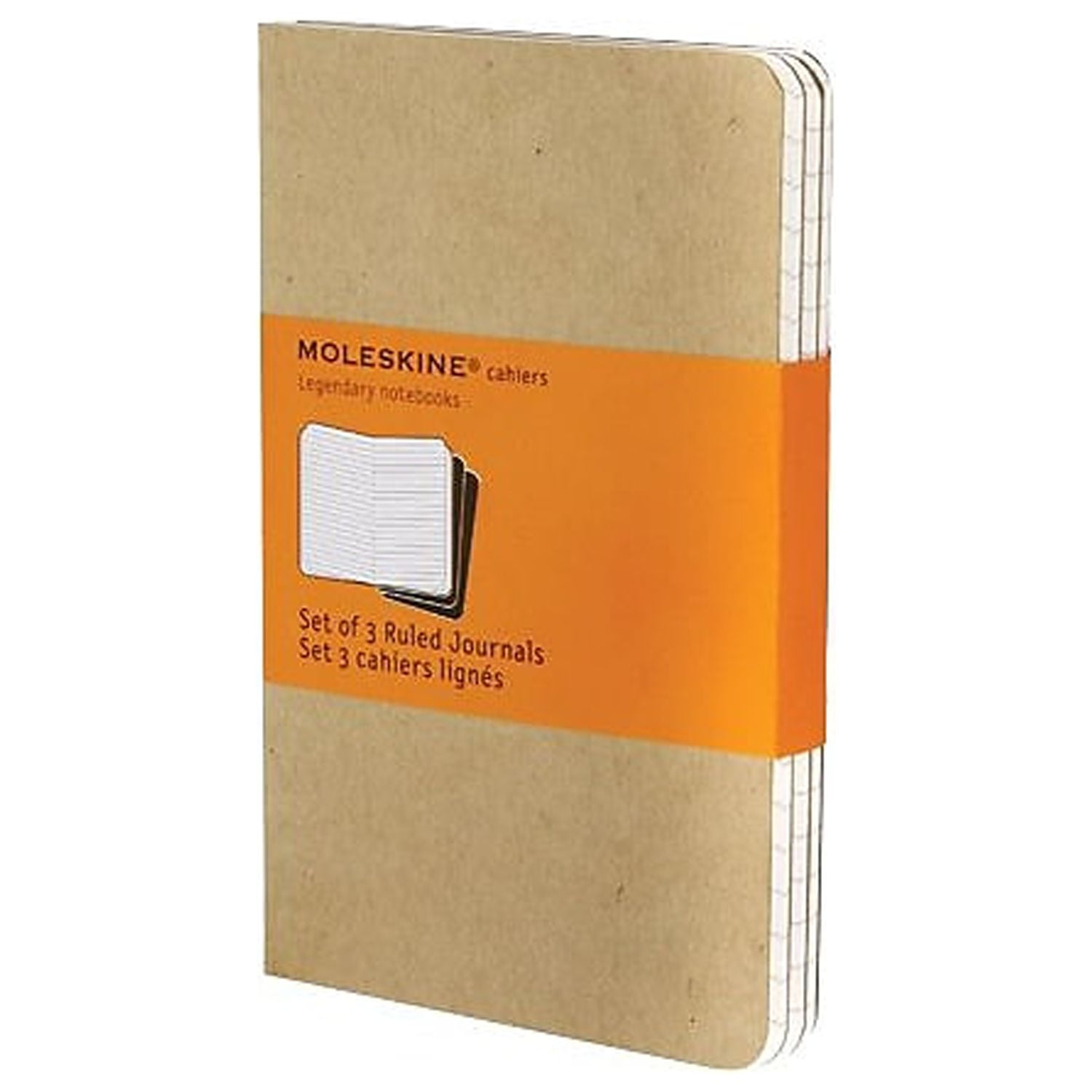 Moleskine Cahier Journal (Set of 3), Pocket, Ruled, Kraft Brown, Soft